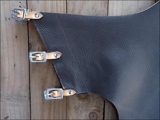 Hilason Western Bull Riding Chinks Chaps Pro Rodeo Bronc Leather Black