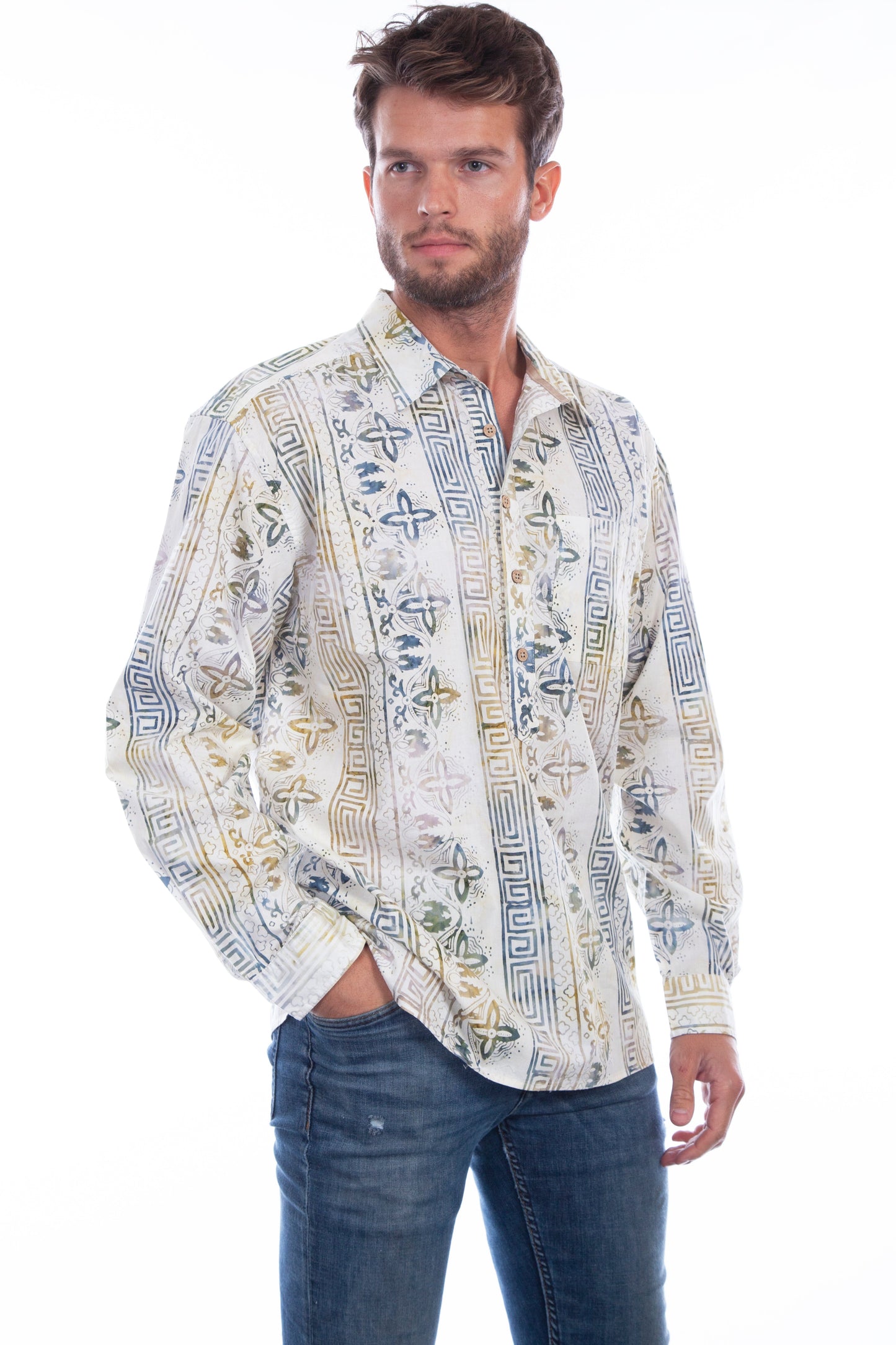 Men's L/s Batik Popover Shirt - 5269