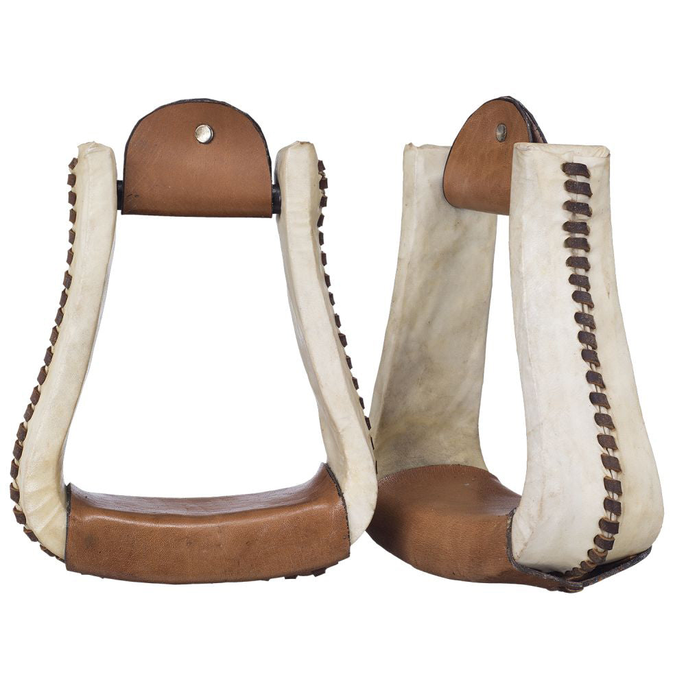 Tough 1 Horse Tack Royal King Rawhide Covered Deep Roper Stirrups Light