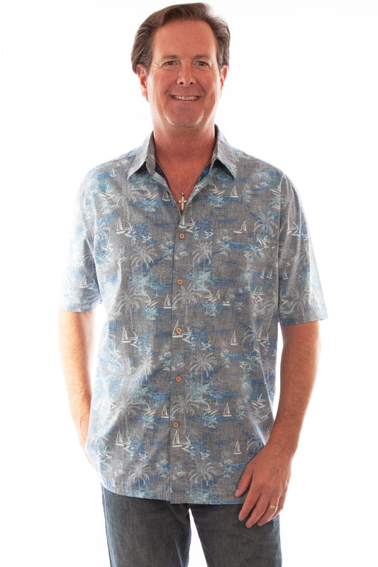 S/s Palm Trees & Sail Boats Shirt - 5312