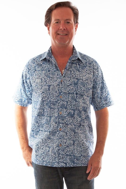 S/s Batik Indigo Squares - 5321