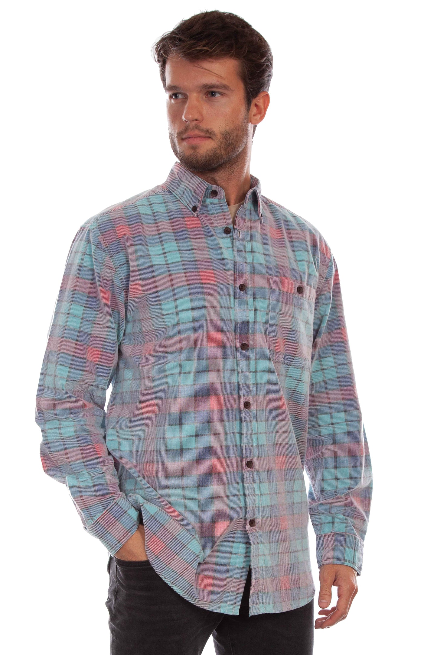 Corduroy Plaid Shirt - 5327