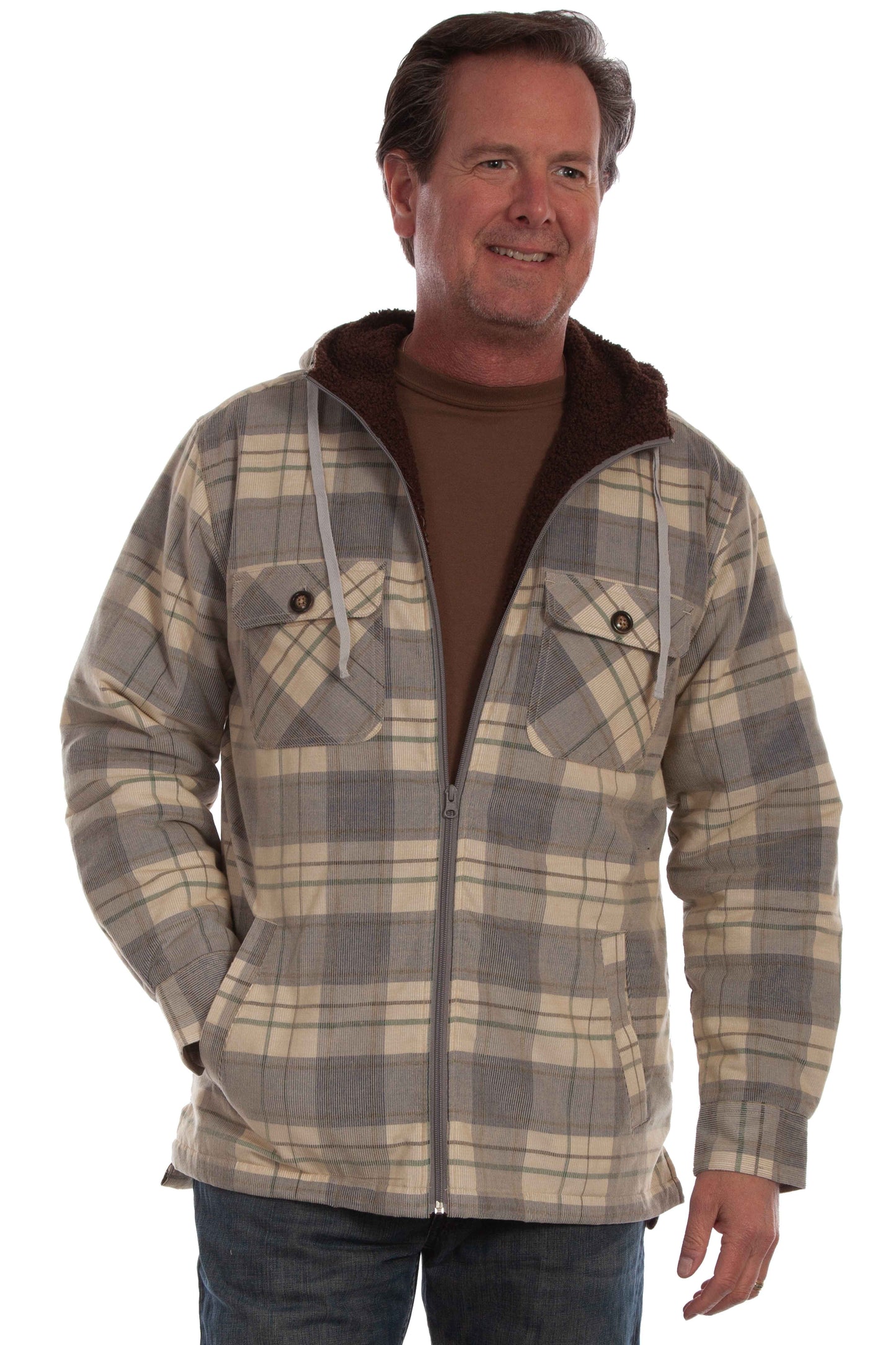 Sherpa Lined Corduroy Hoodie - 5331