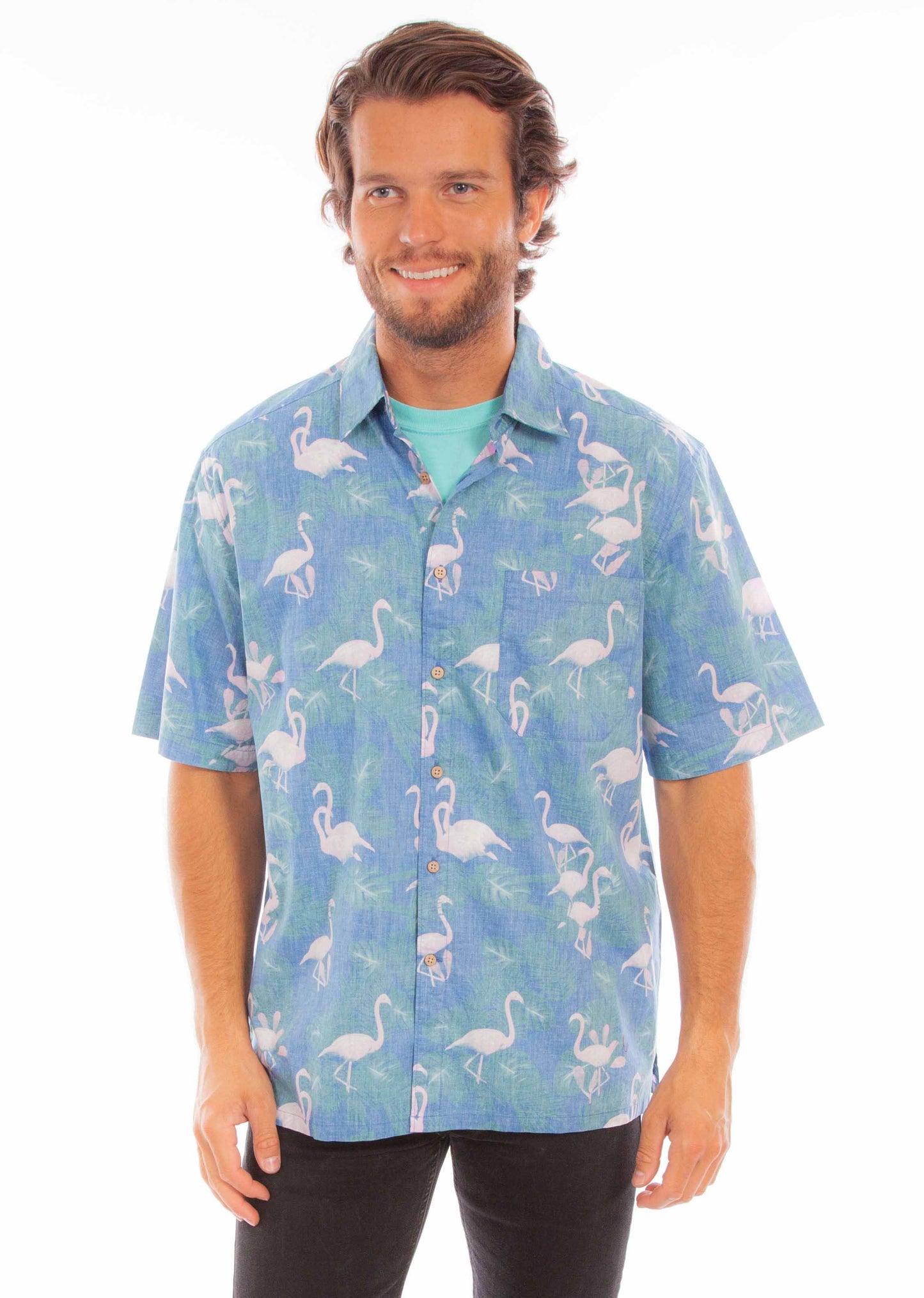 Hawaiian Flamingos & Leaves - 5350