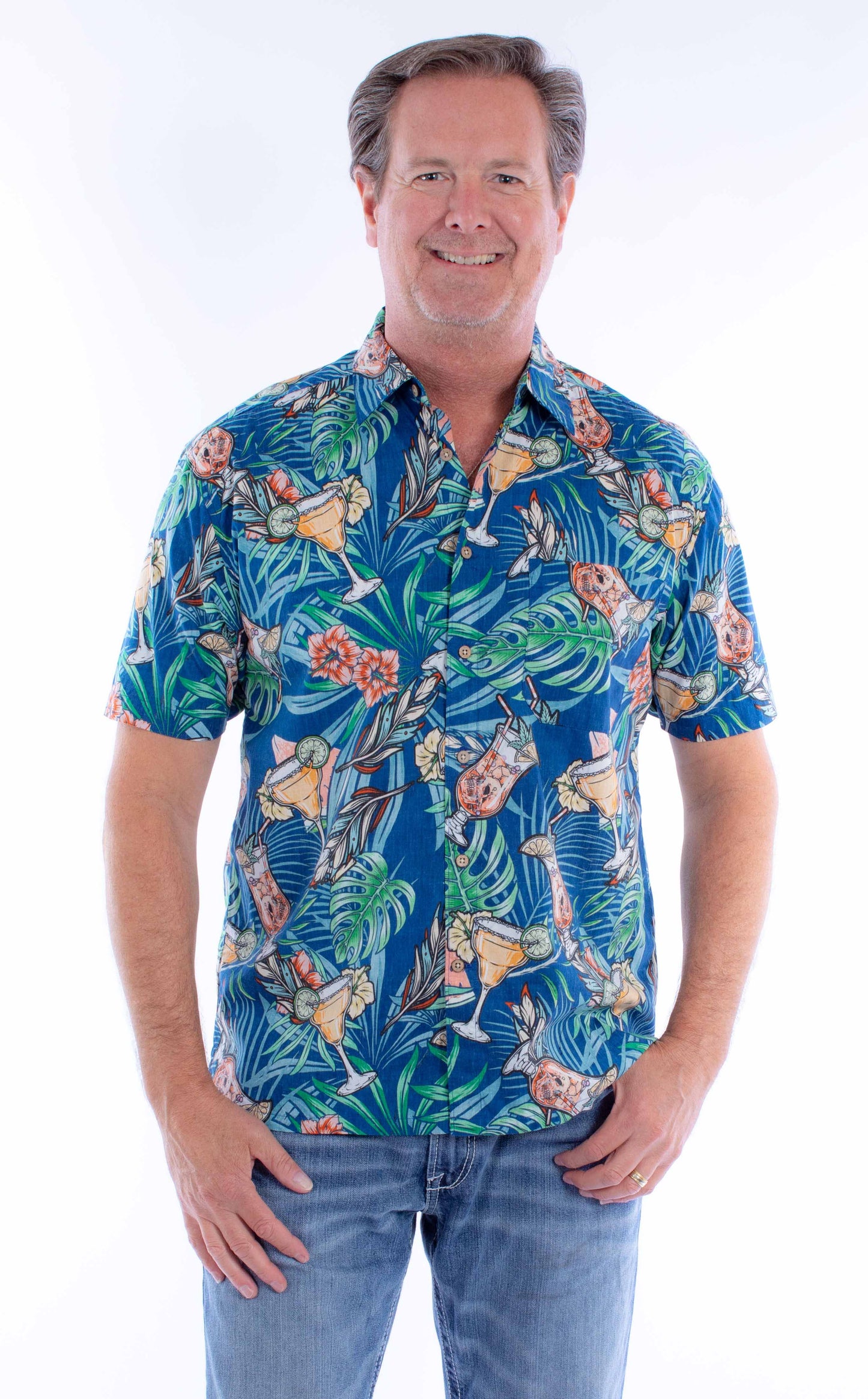 S/s Cocktails & Skulls Shirt - 5372