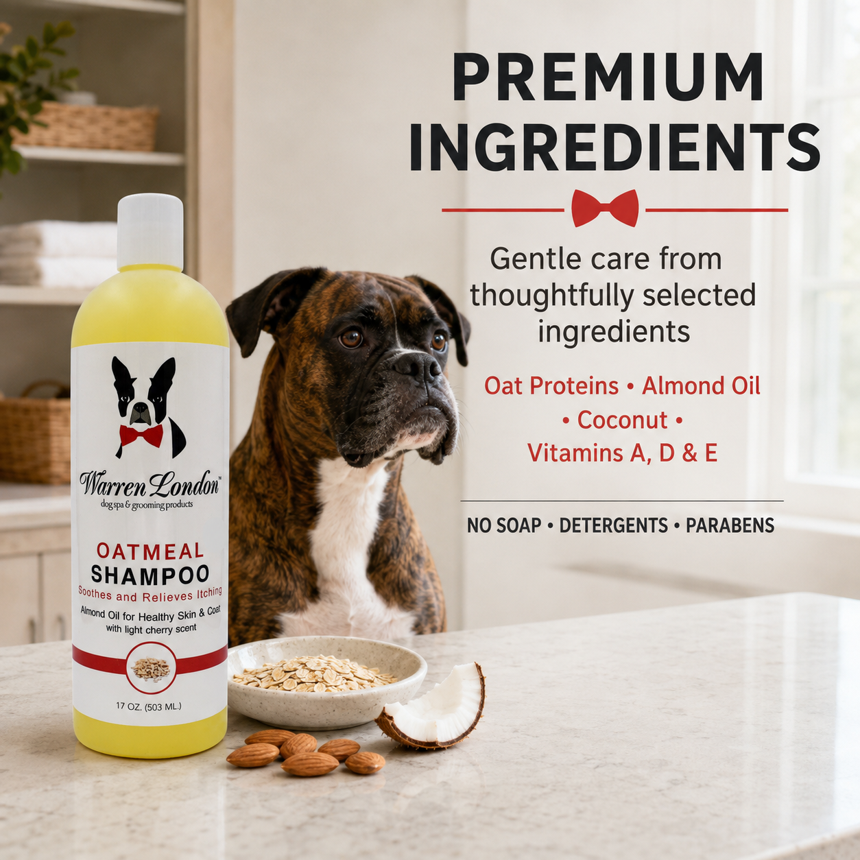 Oatmeal Dog Shampoo for Dry, Itchy Skin – Cherry Scent, 17 oz