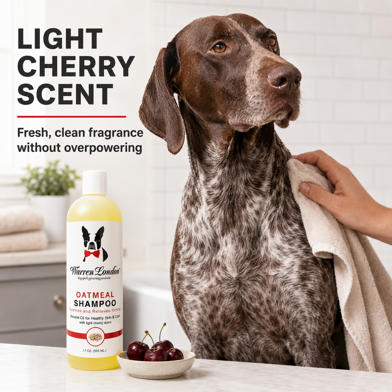 Oatmeal Dog Shampoo for Dry, Itchy Skin – Cherry Scent, 17 oz