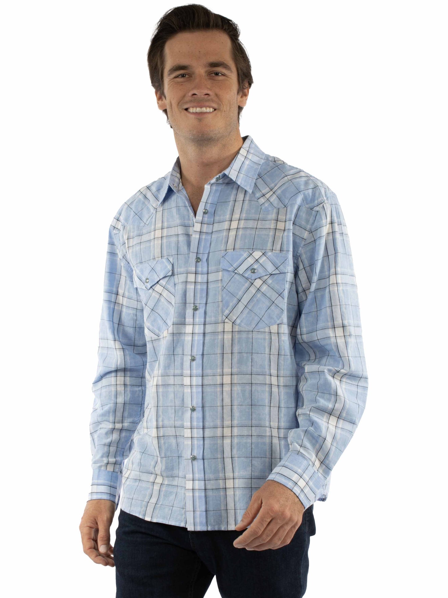 L/s Plaid Shirt W/western Yokes/snap - 5408
