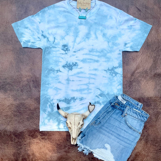 Smokey Blue Tie Dyed Blank Tee