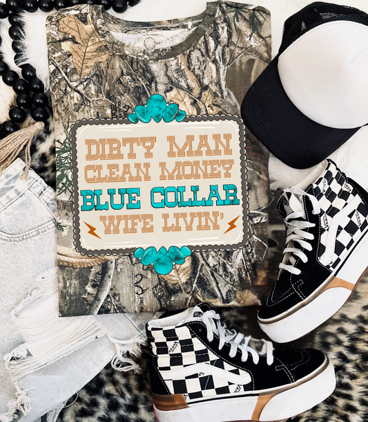 Blue Collar Wife real Tree Camo Tee