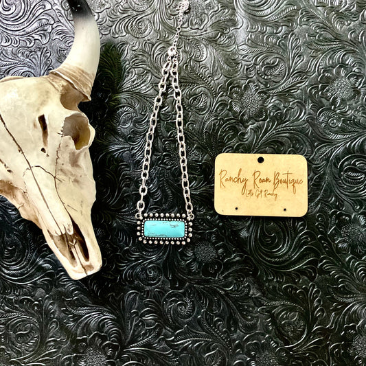 Stone Bar Pendant Turquoise Western Choker