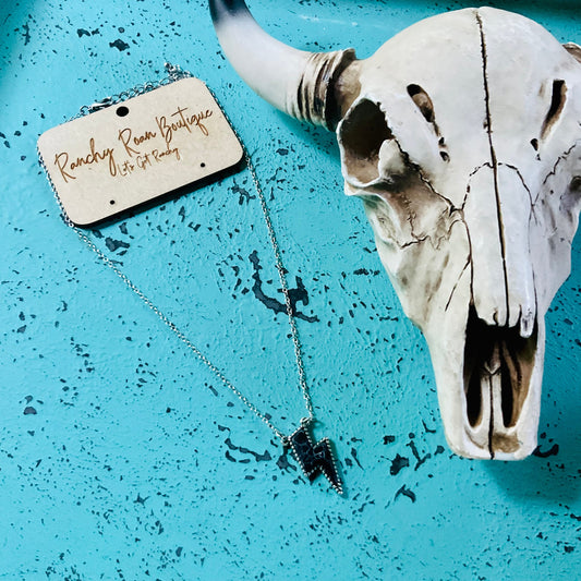 Thunder Bolt Pendant Black Turquoise Necklace