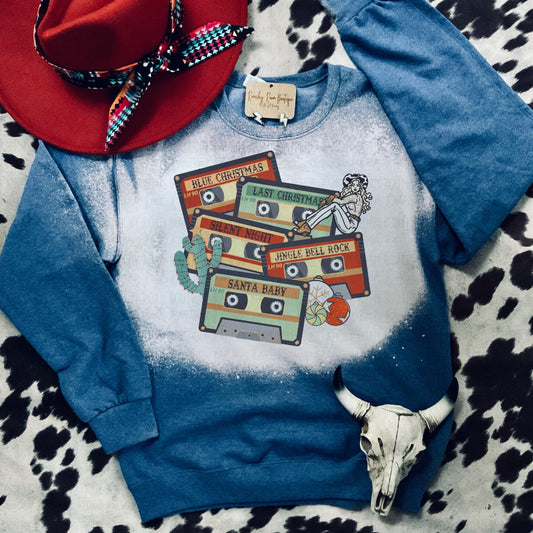 Western Christmas Vintage Cassettes Sweatshirt