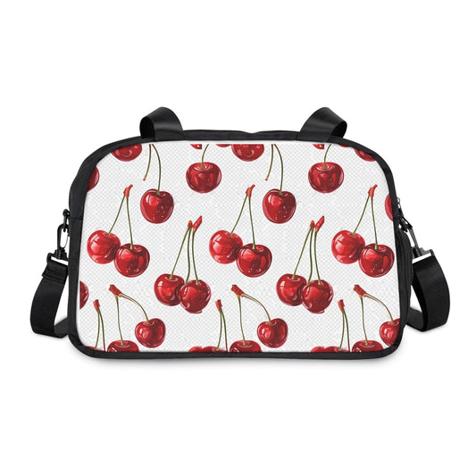 Sweet & Stylish  Womens White Cherry Print Fitness Handbag