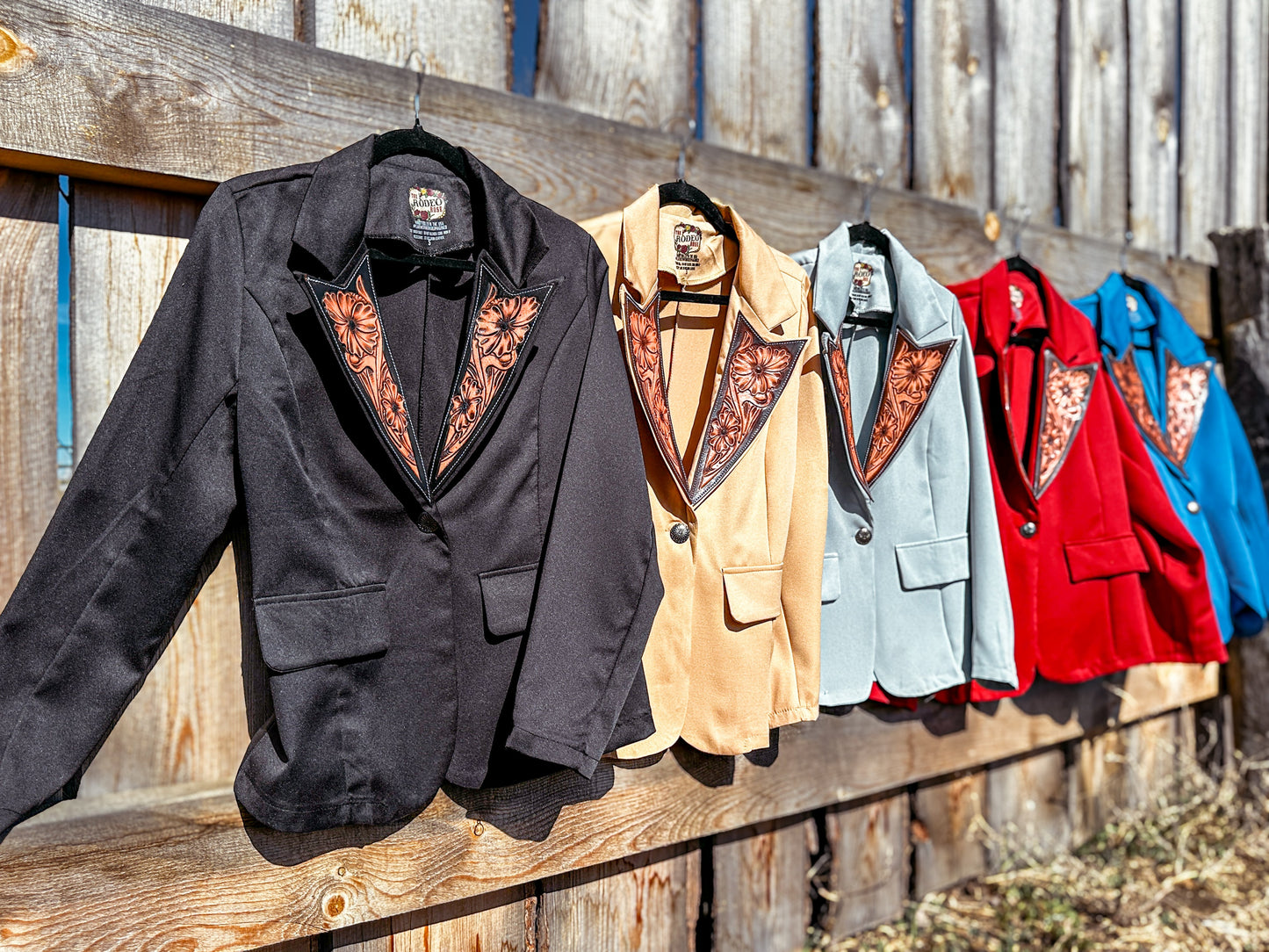 Black Hand Tooled Lapel Blazer