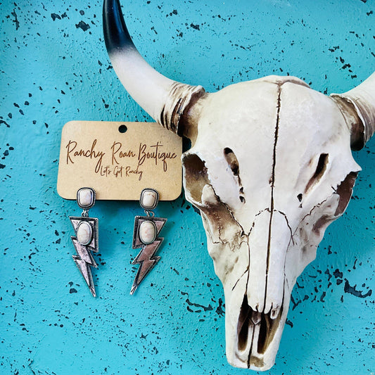 Thunder Bolt Natural Turquoise Statement Earrings
