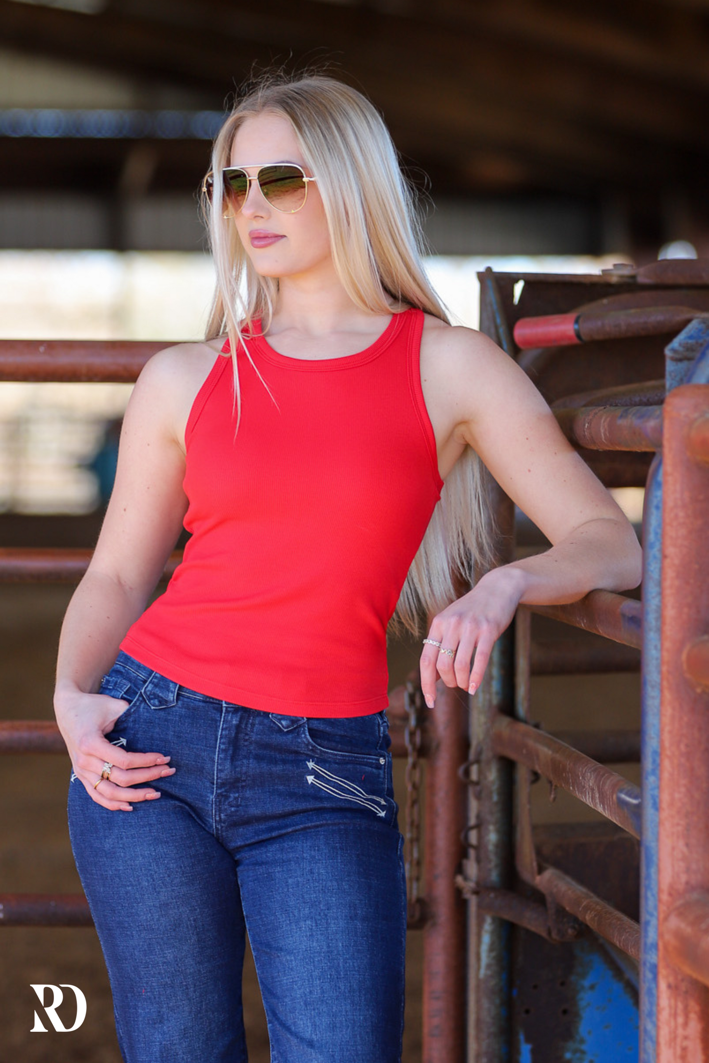 RIBBED ALL-IN-ONE TANK | RED