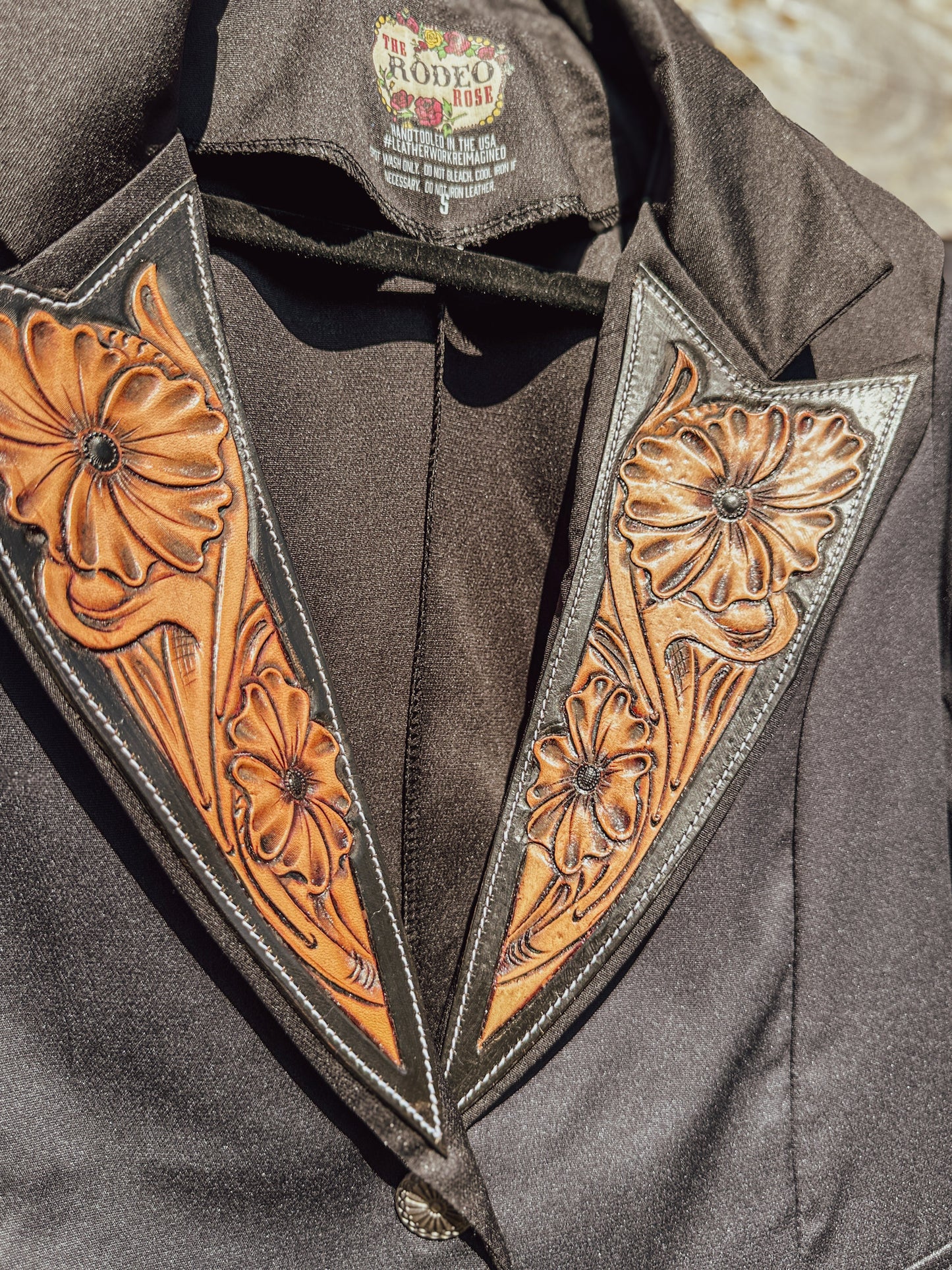 Black Hand Tooled Lapel Blazer