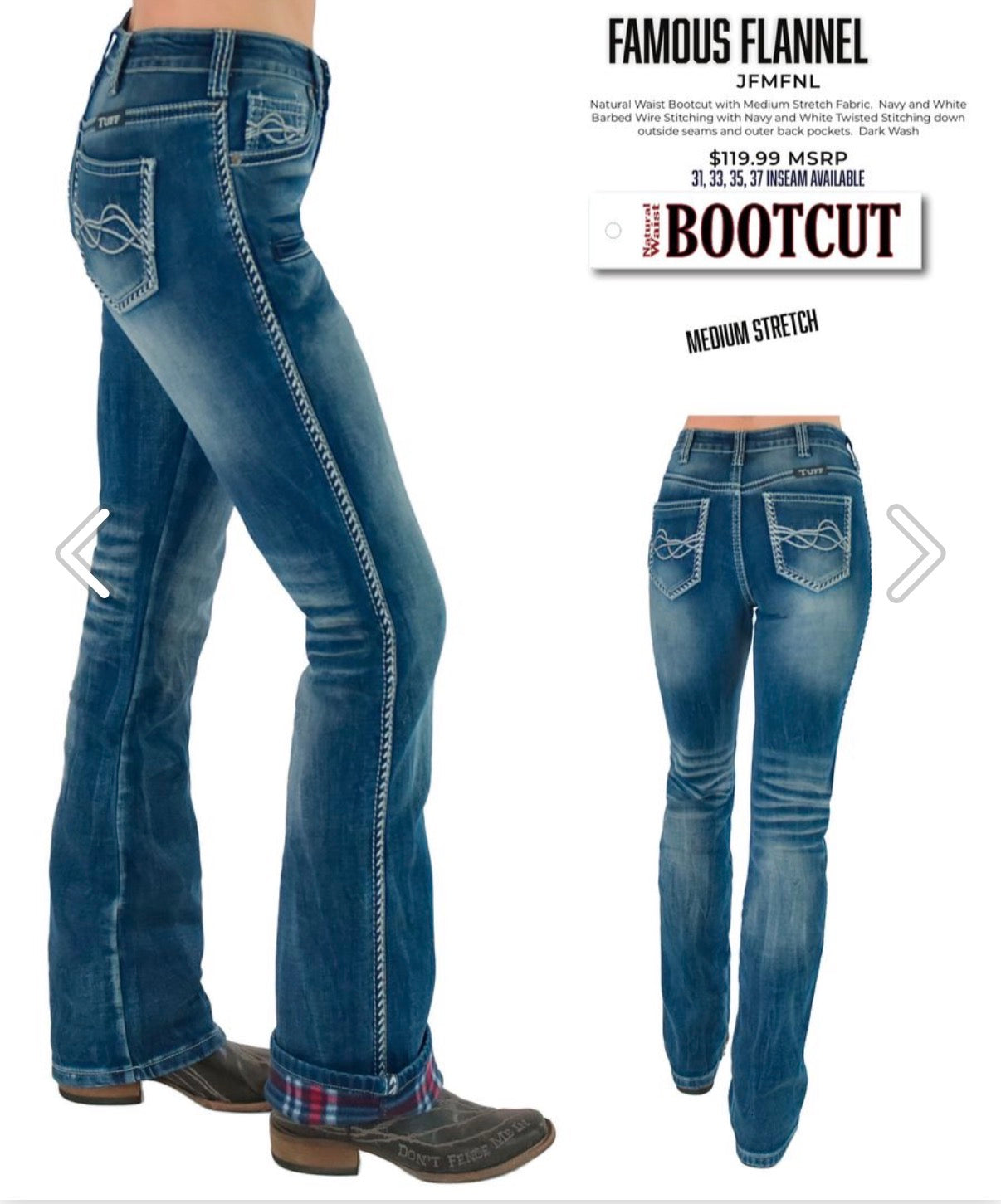 cowgirl Tuff Famous Flannel jeans