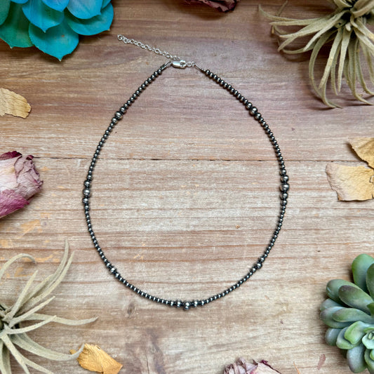 3mm 16 inch Graduated Sterling Silver Pearl Necklace
