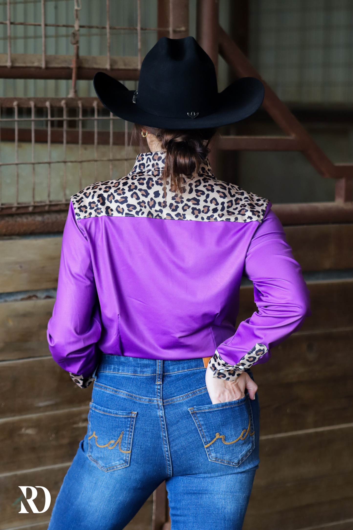PURPLE & LEOPARD PERFORMANCE RODEO SHIRT