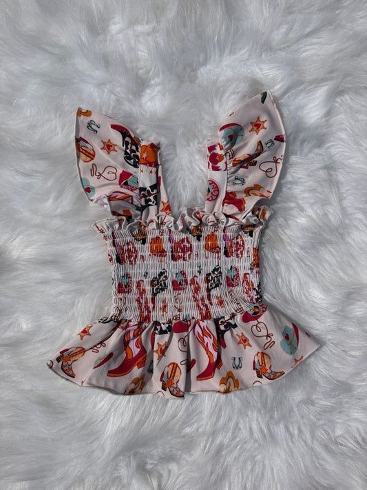Wild Heart Cowgirl Scrunch Top  (FINAL SALE)