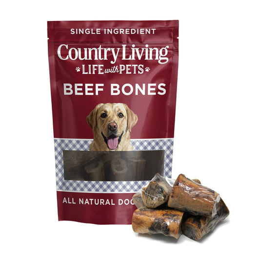 Country Living 5”-6” Beef Center Cut Bones for Dogs – 5 Count Bag – All-Natural, Long-Lasting Dog Chews – Single-Ingredient, High-Protein, Rawhide-Free – Supports Dental Health