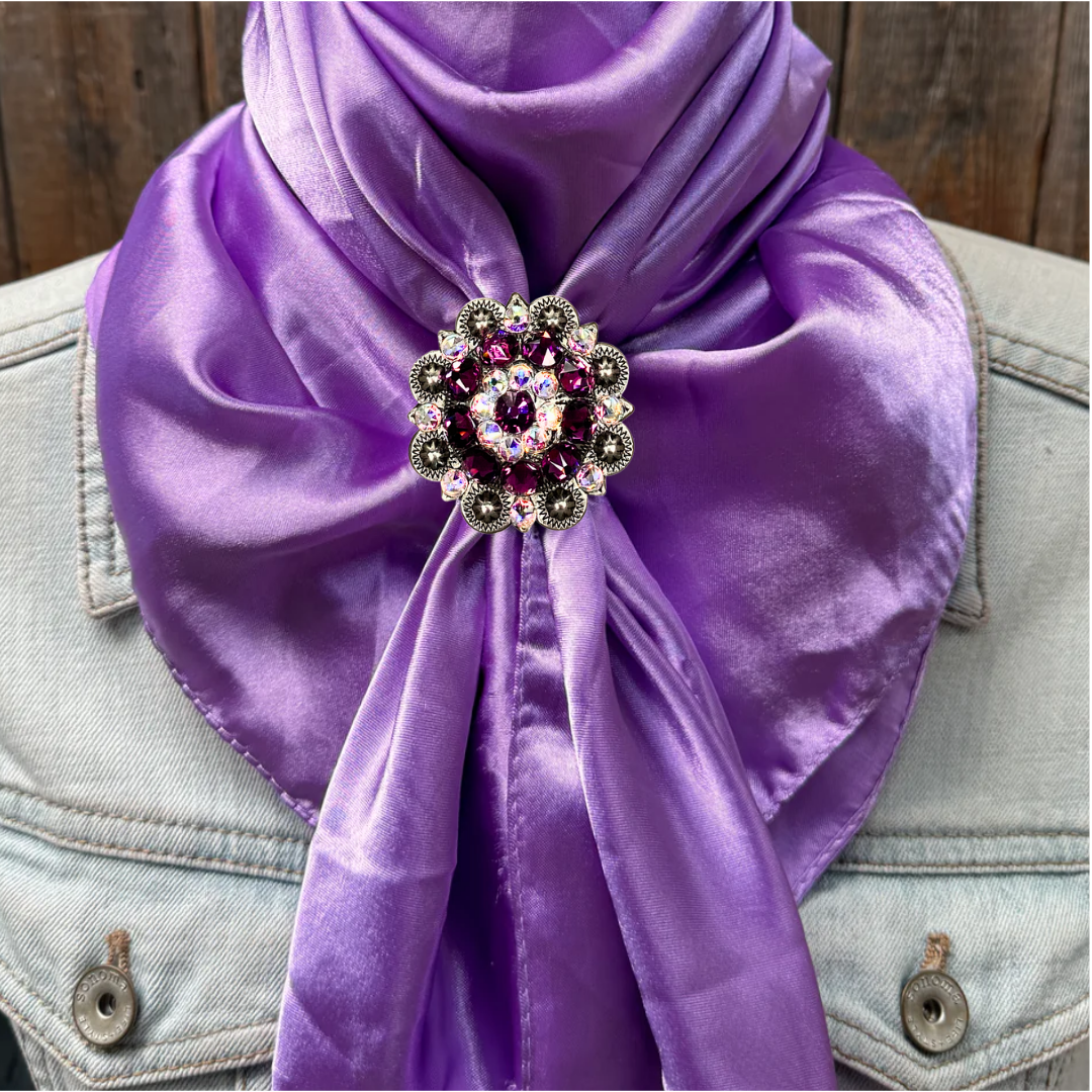 35X35" Solid Lavender Wild Rag / Scarf WRS13 - Crystal Concho Wild Rag Slides - Assorted