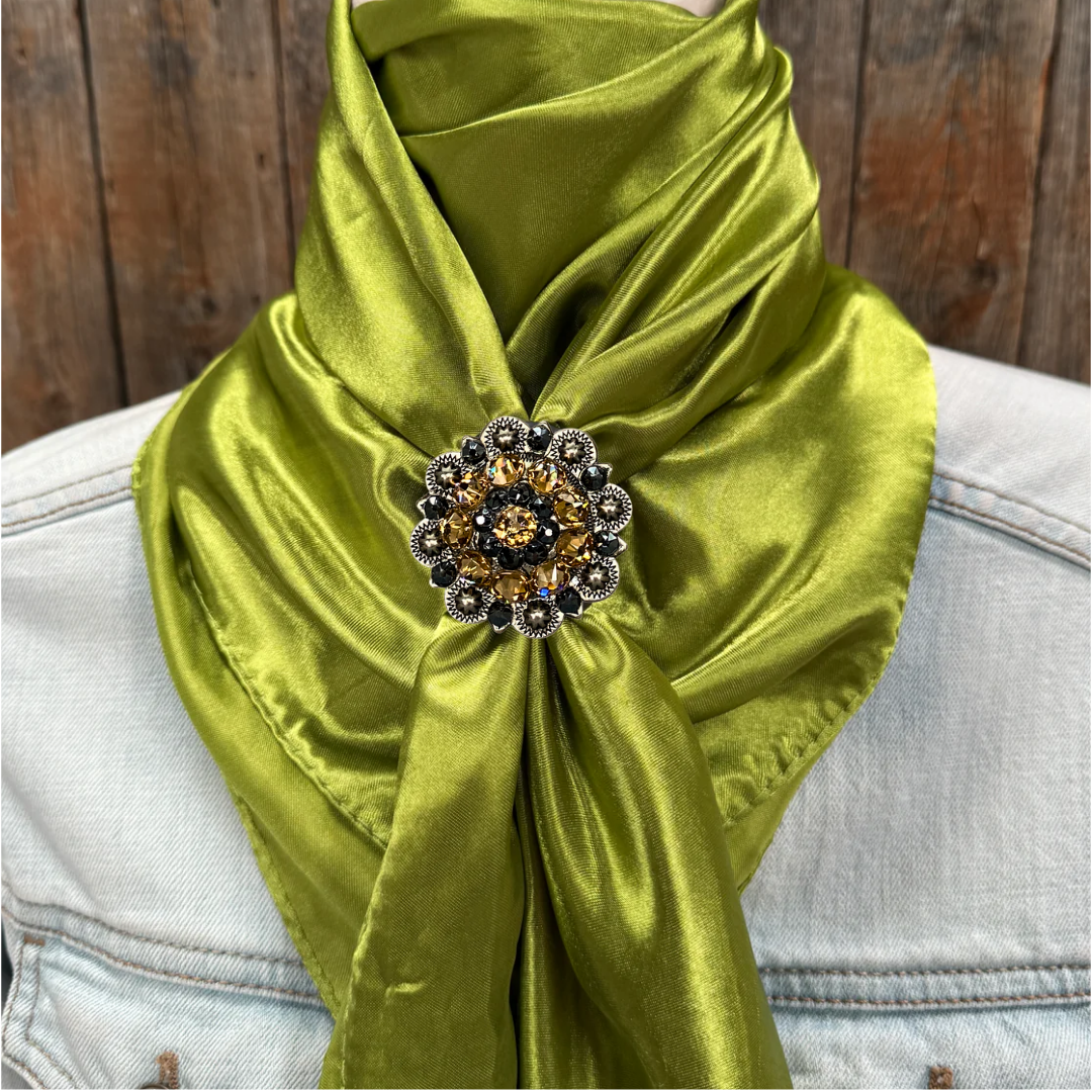 35X35" Solid Light Green Wild Rag / Scarf WRS22 - Crystal Concho Wild Rag Slides - Assorted