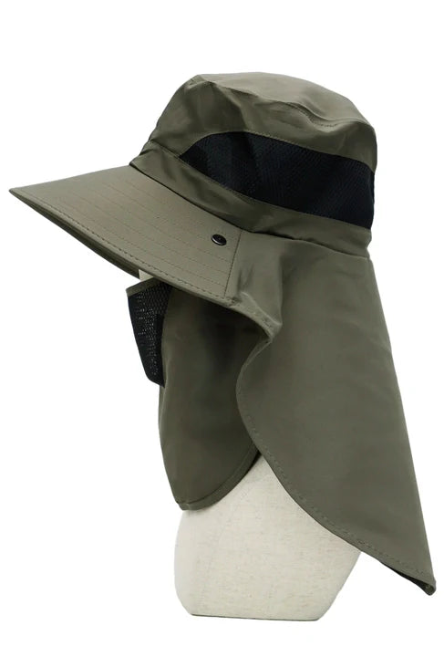 Dark Neutral Wide Brim Poly Fabric Mesh Sun Visor/OLIVE