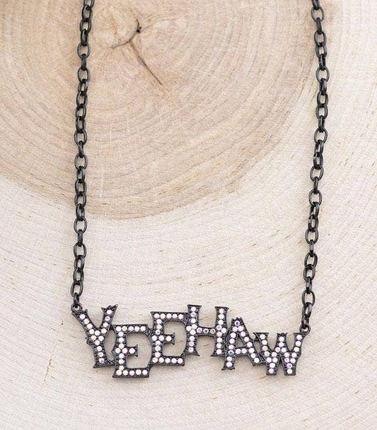 Rhinestone Yeehaw Letter Necklace
