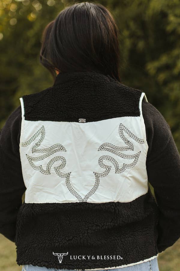 Contrast Black Sherpa Vest