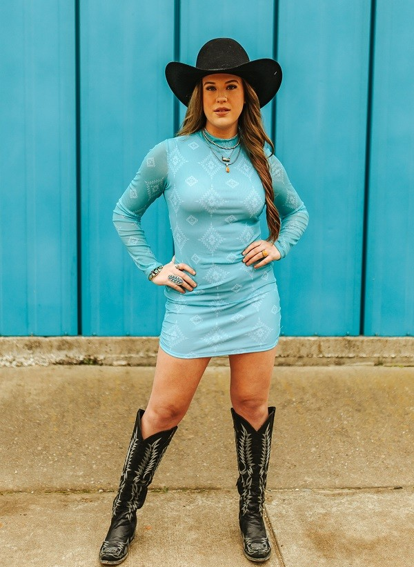 Jade Aztec Mesh Long Sleeve Lined Dress