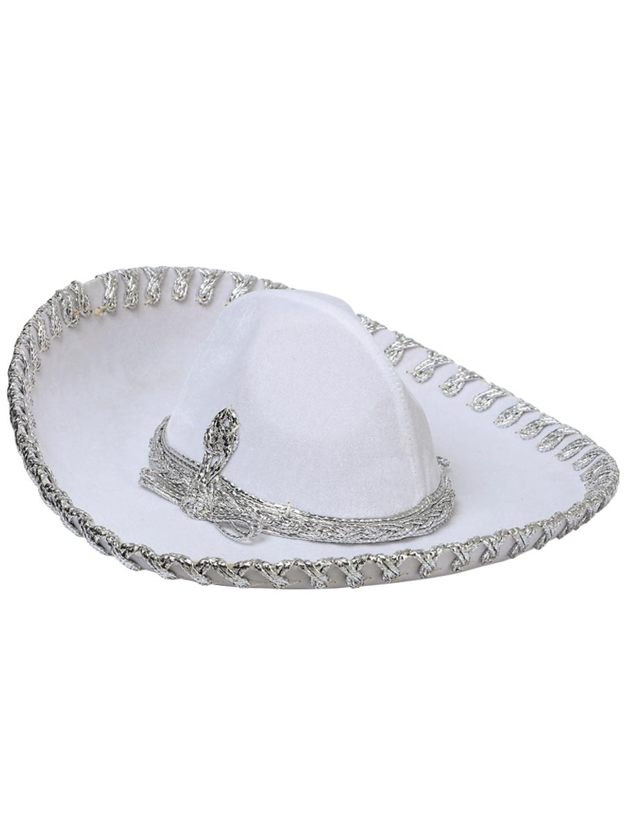 Exquisitely Crafted Authentic Mexican Charro Hat For Kids In Velvet White Finish