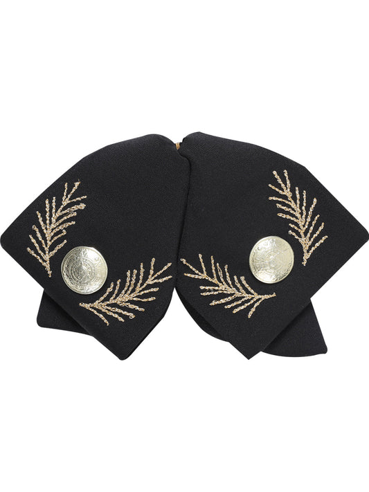 Artisanal Embroidered Charro Bow 100% Polyester Black/Gold 601107
