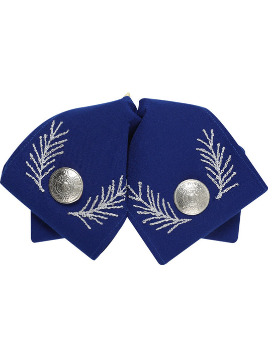 Artisanal Embroidered Charro Bow 100% Polyester Royal Blue/Silver 601108