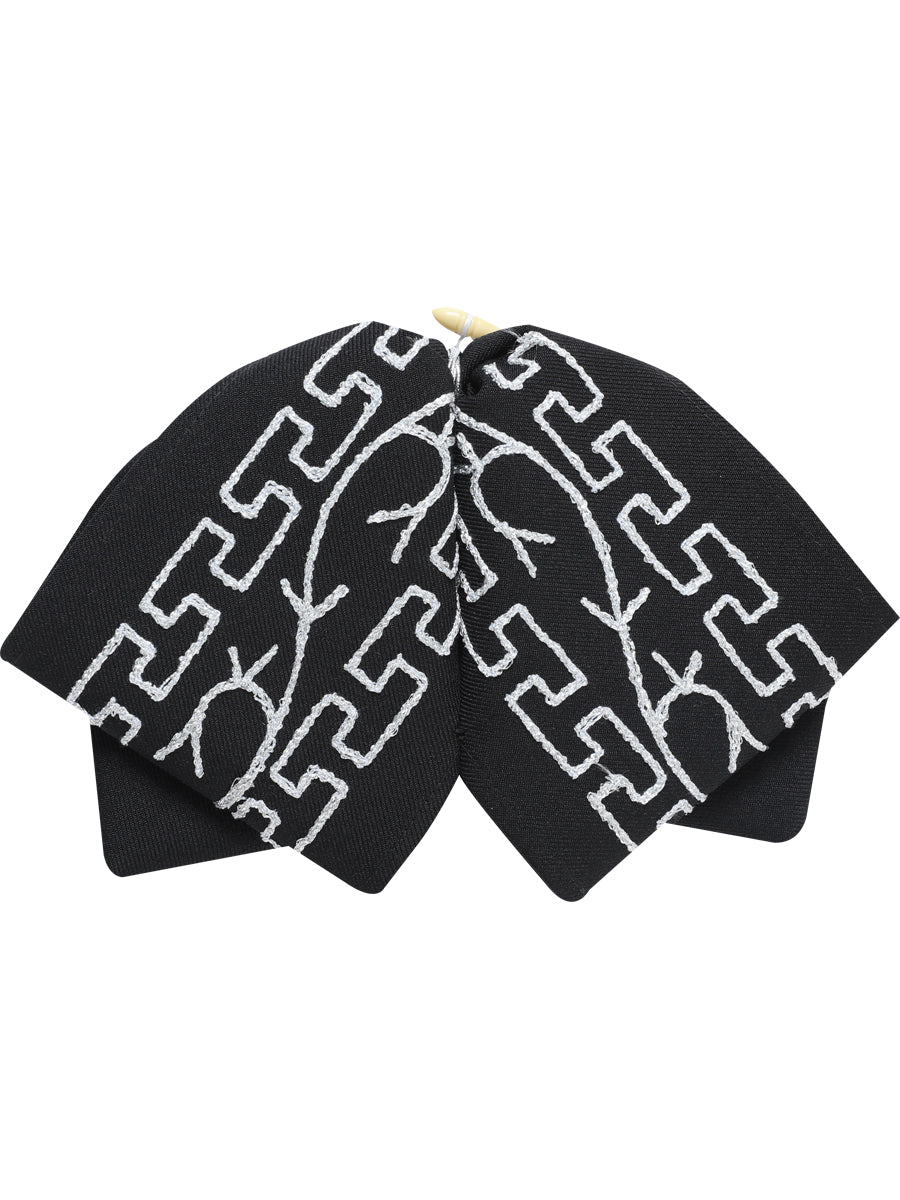Artisanal Embroidered Charro Bow 100% Polyester Black/Silver 601114