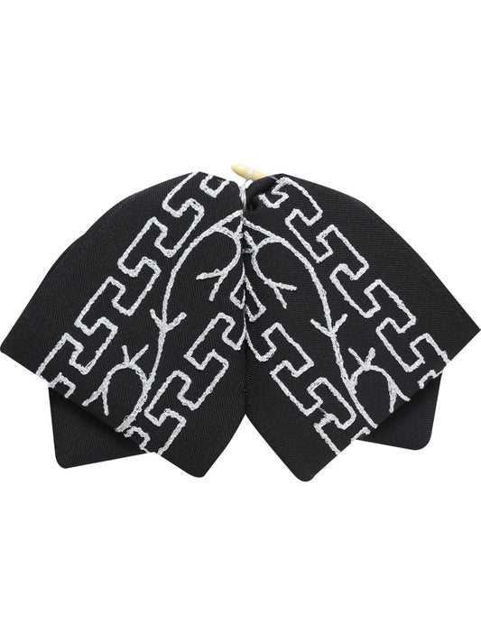 Artisanal Embroidered Charro Bow 100% Polyester Black/Silver 601114