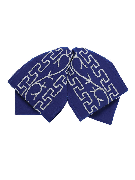 Artisanal Embroidered Charro Bow 100% Polyester Royal Blue/Silver 601115