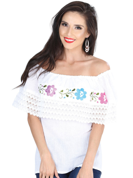 Artisanal Embroidered Blouse 50% Cotton, %50 Polyester White 601310