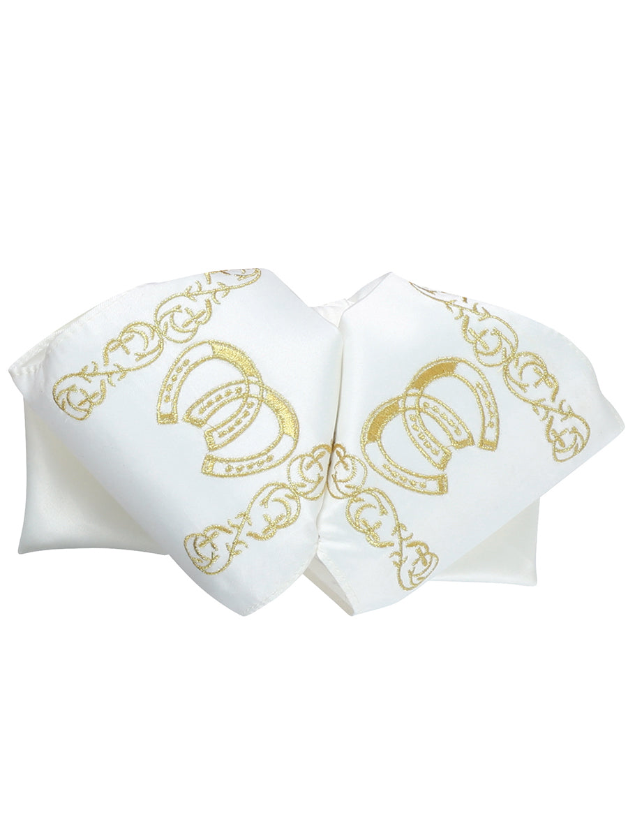 Mariachi Charro - Bow Tie Mexican Bow - 100% Polyester - Ivory/Gold 601601