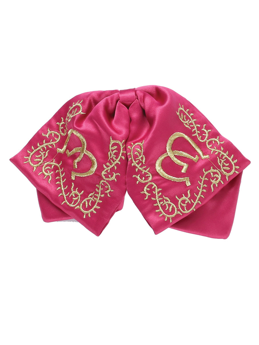 Artisanal Embroidered Kids Charro Bow Tie 50% Cotton, 50% Polyester Fuchsia/Gold 601762