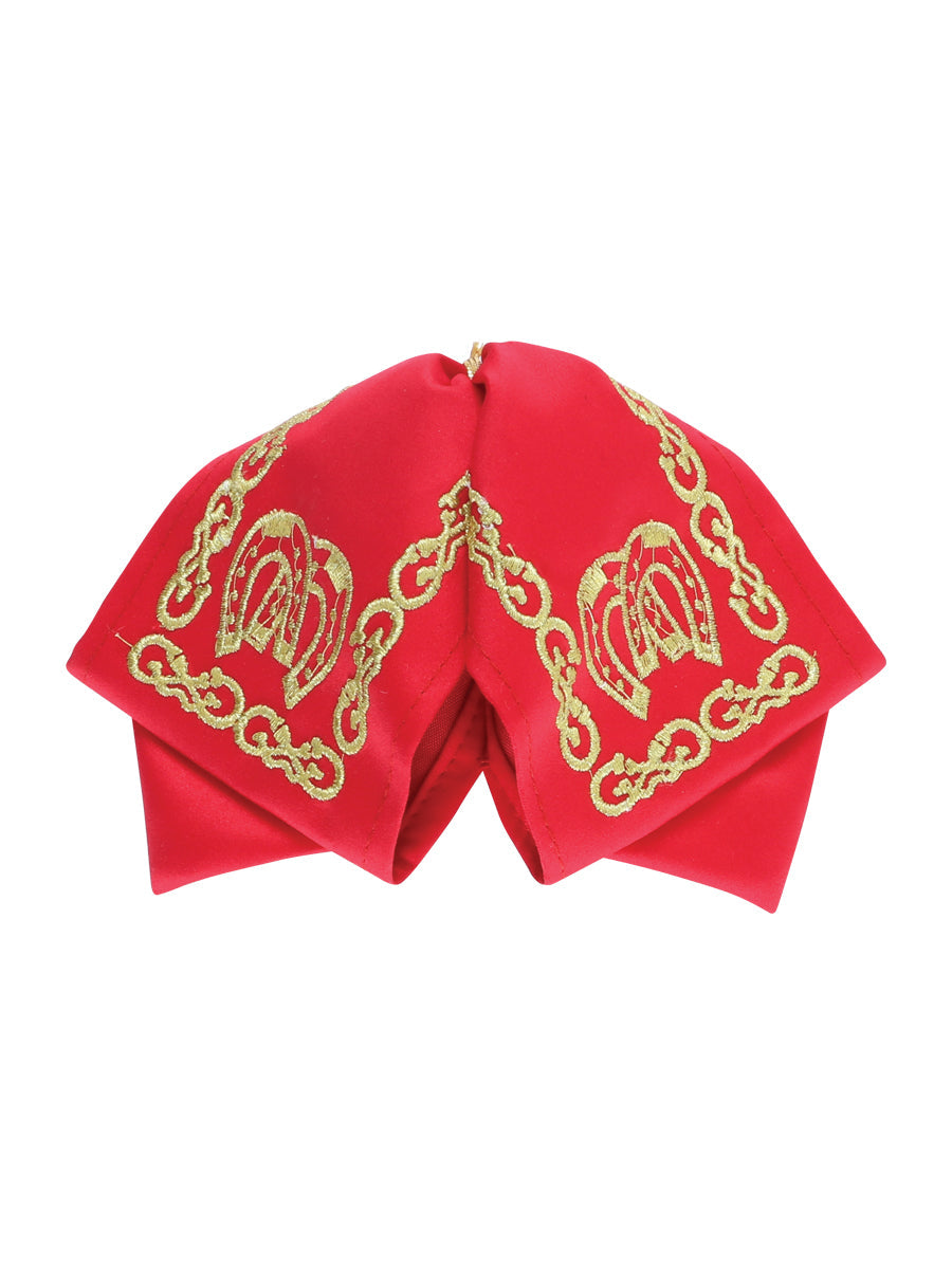 Artisanal Embroidered Kids Charro Bow Tie 50% Cotton, 50% Polyester Red/Gold 601764