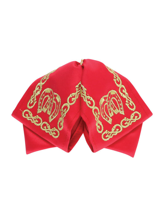 Artisanal Embroidered Kids Charro Bow Tie 50% Cotton, 50% Polyester Red/Gold 601764