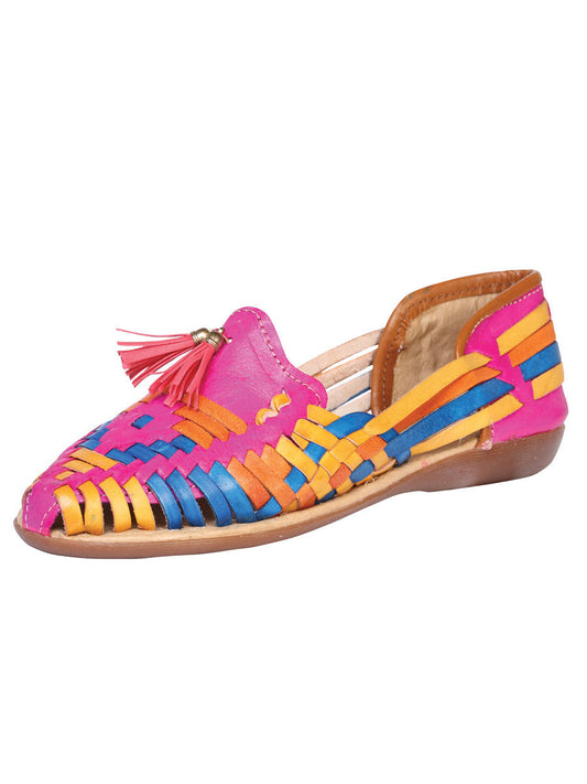 Mexican Artisanal Sandals Leather Fuchsia 601949