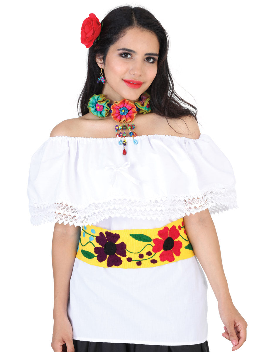 Mexican Artisanal Blouse  50% Cotton, %50 Polyester White 602093
