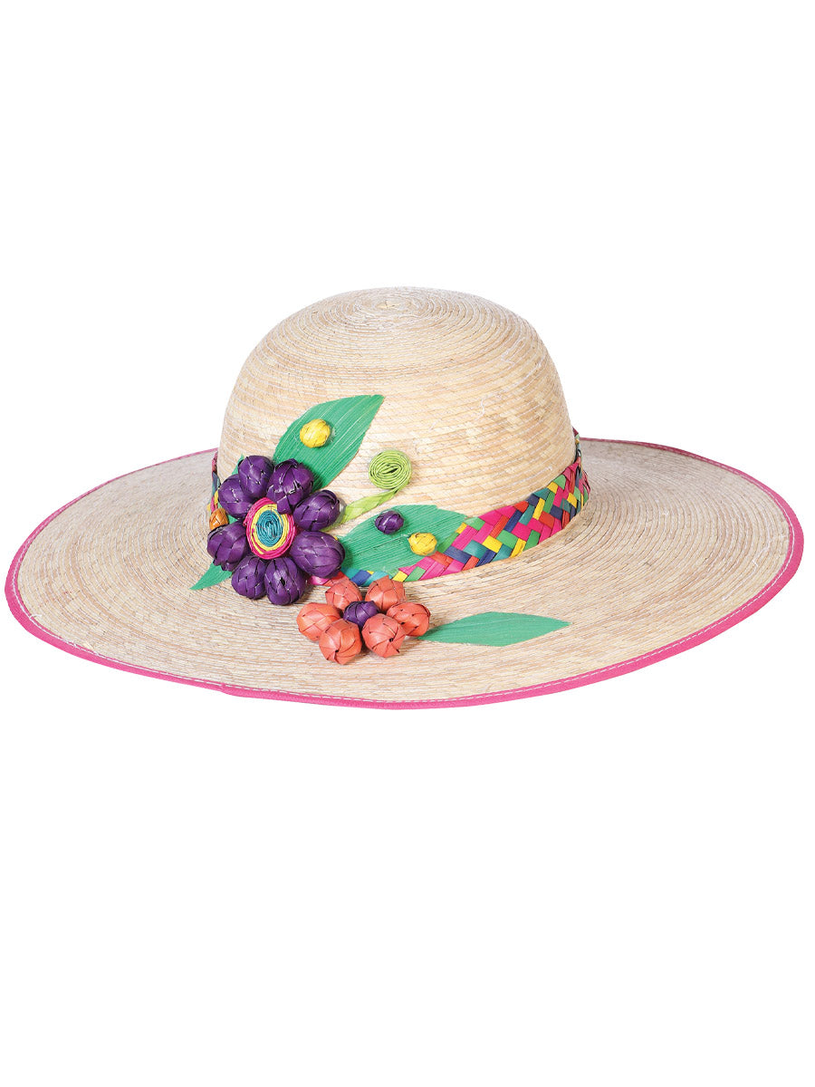 Artisanal Mexican Decorated Hat 100% Palm Multicolor 602597