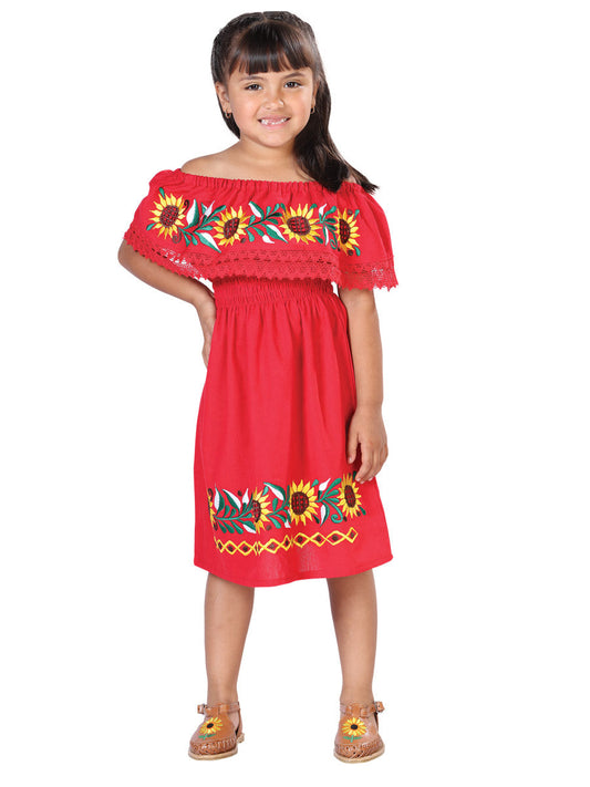 Artisanal Mexican Dress 100% Cotton Red 603086