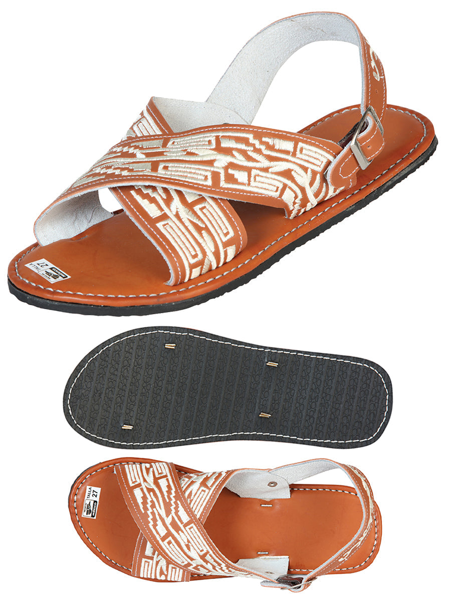 Artisanal Handmade Huarache - 50% leather and 50% Synthetic   - Grecas -  Natural 603787
