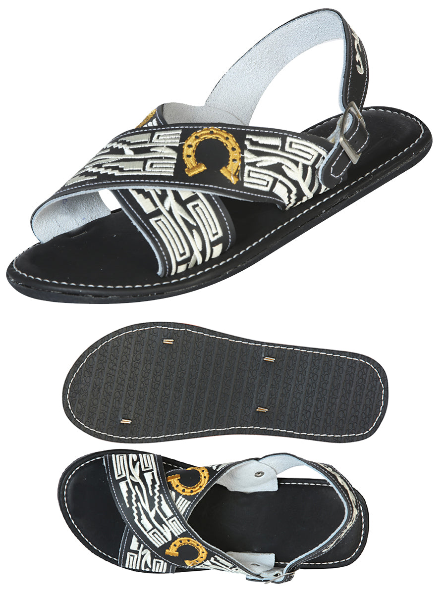 Artisanal Handmade Huarache - 50% leather and 50% Synthetic  Herradura - Black 603788